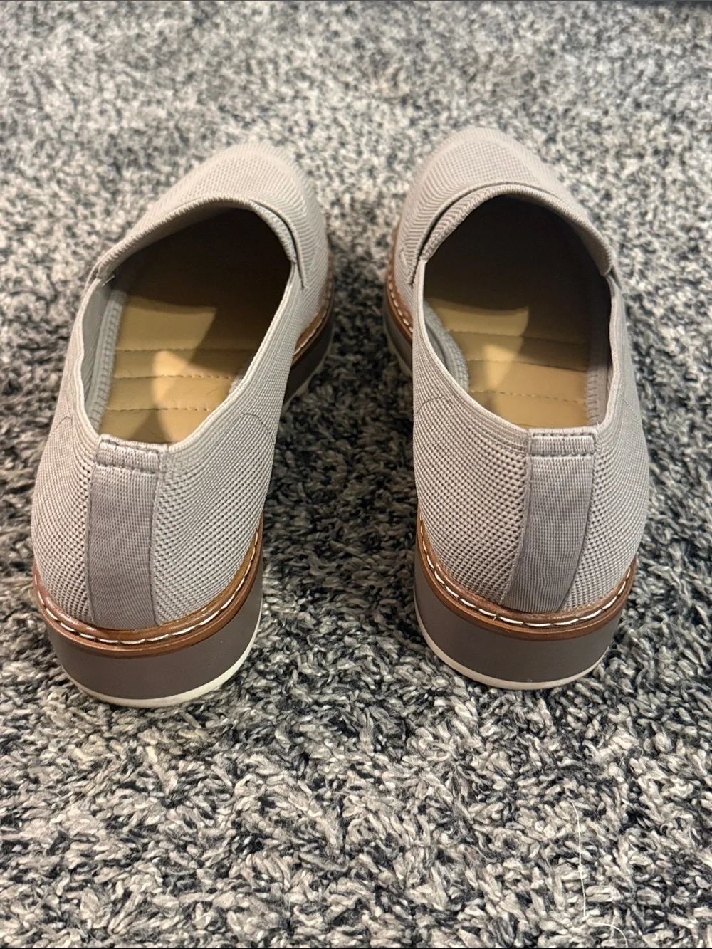 Me Too Women’s Gray Knit Platform Penny Loafers Size 8